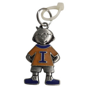 Ganz Pewter Boy Charm Keychain Orange Shirt “I” Letter 1.33”